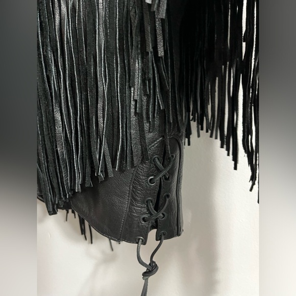 Woman’s Leather Gallery Fringed Motorcycle Biker Jacket size medium - Picture 7 of 14